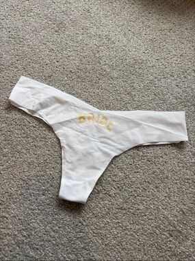 NWOT Commando White Thong with Gold BRIDE Script